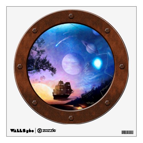 Space Exploration Voyager Steampunk Porthole Wall Sticker