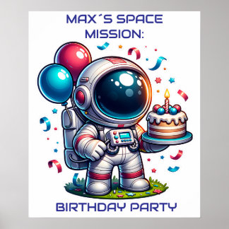 Space Explorer Astronaut Birthday Poster Custom