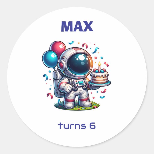  Space Explorer Astronaut Birthday Sticker (Front)