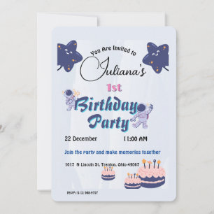Space Explorer Birthday - Astronauts and Stars Invitation