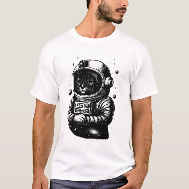 Space Explorer Cat with Helmet T-Shirt (Front)