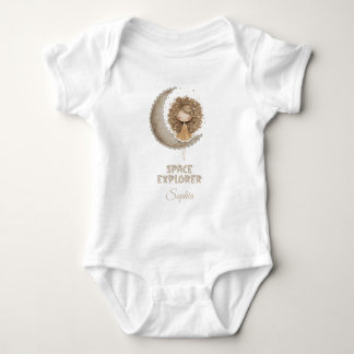 Space Explorer Fairy Moon Personalized Custom Name Baby Bodysuit