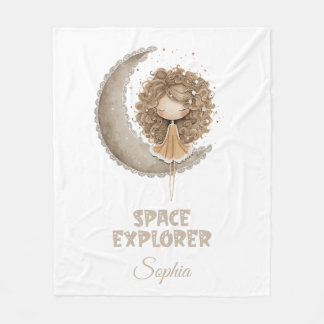 Space Explorer Fairy Moon – Personalized Name Fleece Blanket
