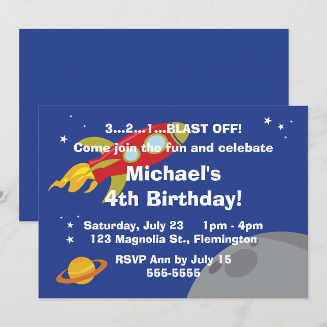 Space Explorer Invitation (Front/Back)