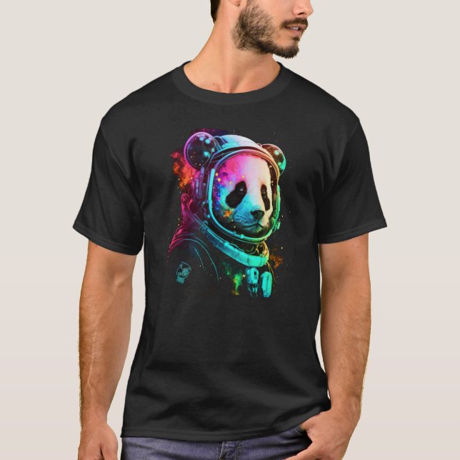 Space Explorer Panda Cosmic Astronaut Cool Animal T-Shirt (Front)