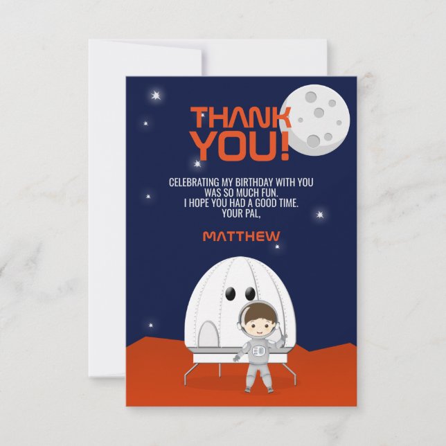 Space Explorer Thank You Invitation (Front)