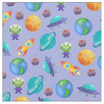 Space Explorers on Light Blue Fabric