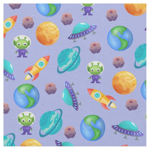 Space Explorers on Light Blue Fabric