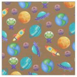 Space Explorers on Peanut Brown Fabric