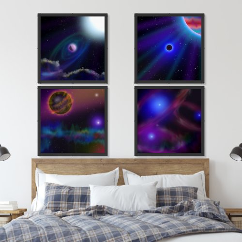 Space Fantasies Mysterious Planets Wall Art Sets