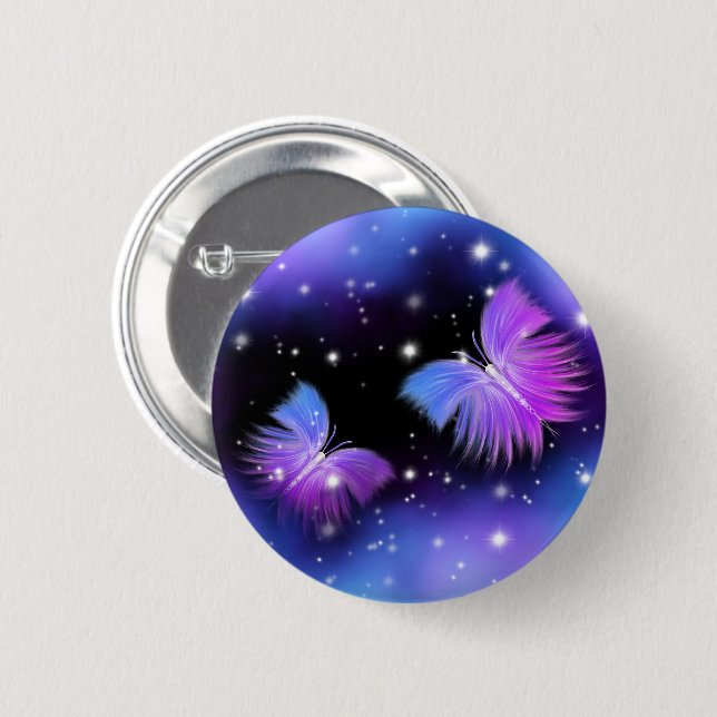 Space Fantasy Butterflies Cosmic Button (Front & Back)
