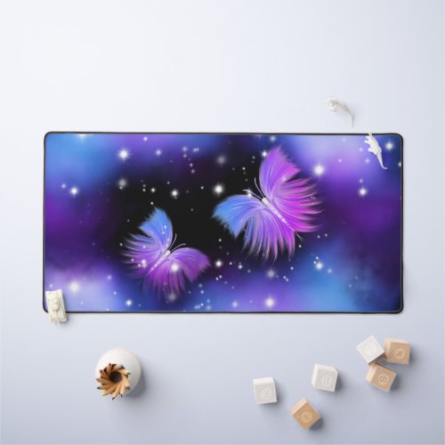 Space Fantasy Butterflies Cosmic Desk Mat