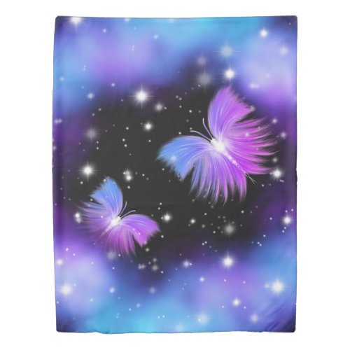 Space Fantasy Butterflies Cosmic Duvet Cover