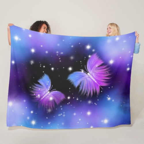 Space Fantasy Butterflies Cosmic Fleece Blanket