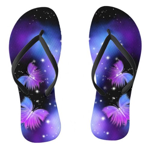 Space Fantasy Butterflies Cosmic Flip Flops