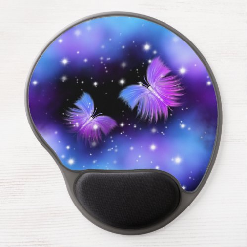 Space Fantasy Butterflies Cosmic Gel Mouse Pad