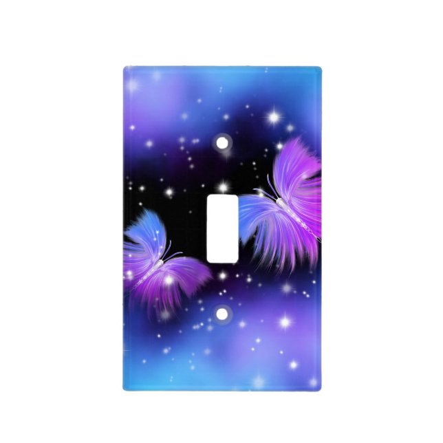 Space Fantasy Butterflies Cosmic Light Switch Cover (Front)