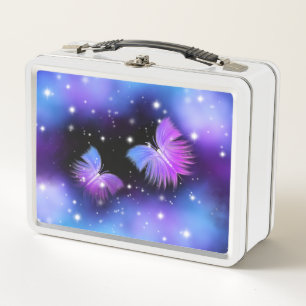 Space Fantasy Butterflies Cosmic Metal Lunch Box