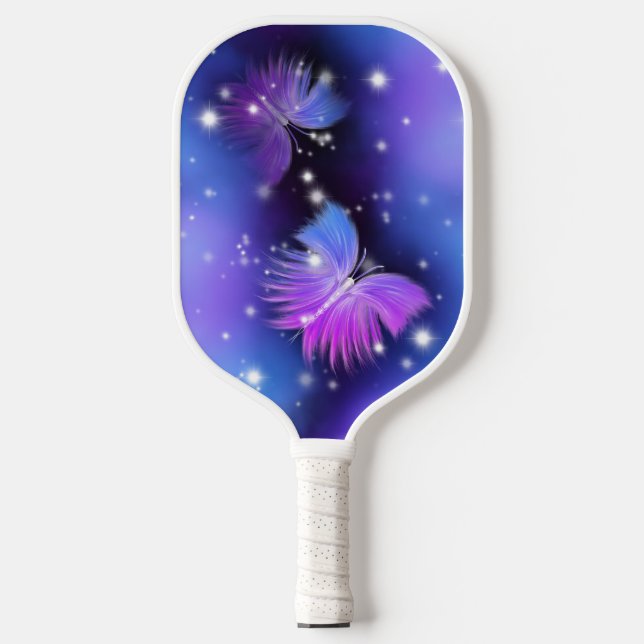 Space Fantasy Butterflies Cosmic Pickleball Paddle (Front)