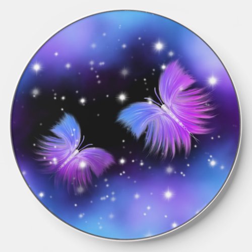 Space Fantasy Butterflies Cosmic Wireless Charger