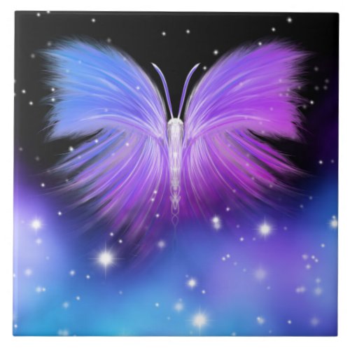 Space Fantasy Butterfly Cosmic Ceramic Tile