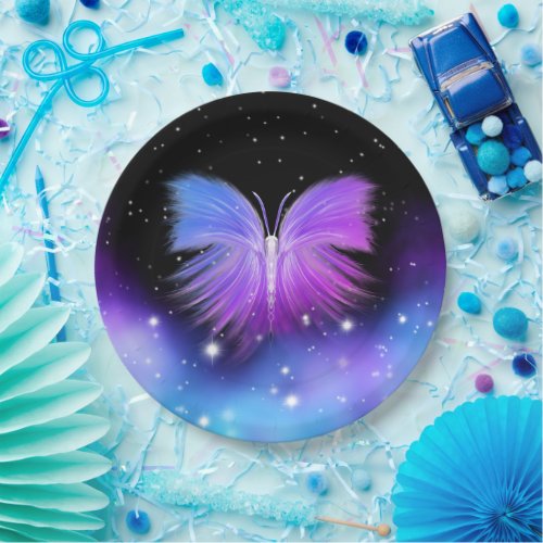 Space Fantasy Butterfly Cosmic Paper Plates