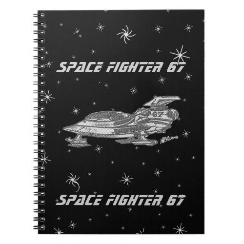 Space Fighter 67 Black  White Notebook