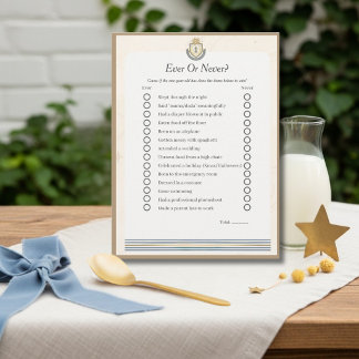 Space First Birthday Ever or Never game card