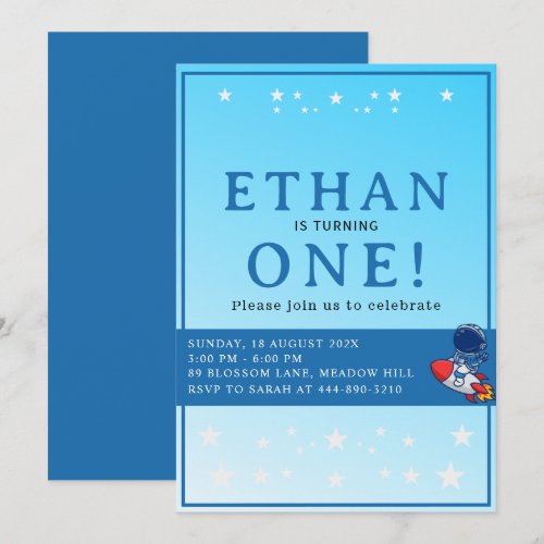 Space First Birthday Invitation – Astronaut Party