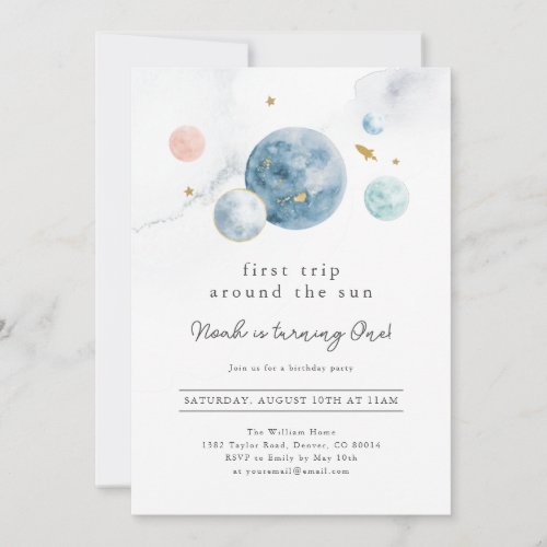 Space First Birthday Party Invitation