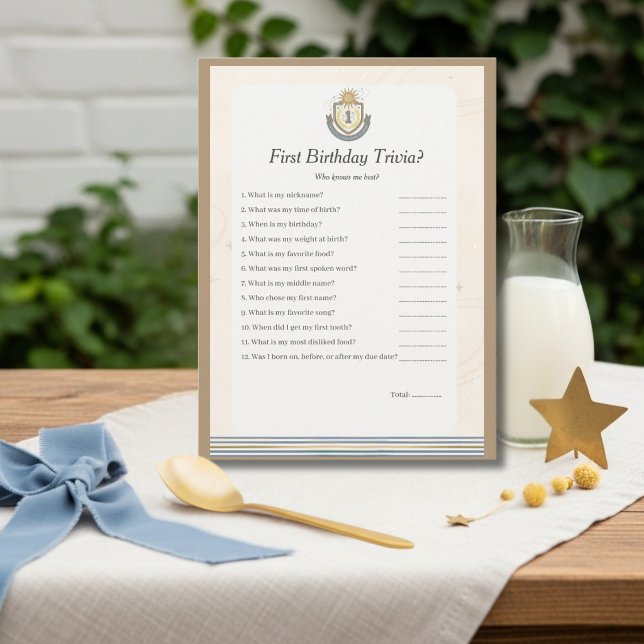 Space First Birthday Trivia game card (Space First Birthday Trivia game card)