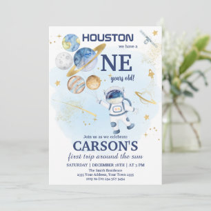 Space First Outer Space First Birthday Invitation