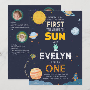 Space First Trip Around Sun Photo Invite