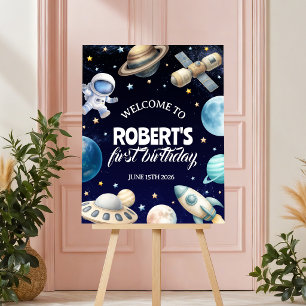 Space First Trip Around Sun Welcome Sign