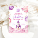 Space First Trip Around The Sun Birthday Party Invitation<br><div class="desc">Celebrate your birthday girl with this galaxy outer space themed birthday invitation. All of the text is fully editable and can be customized to suit any birthday or event. For more advanced customization of this design,  simply select the "Customize It" button above.</div>