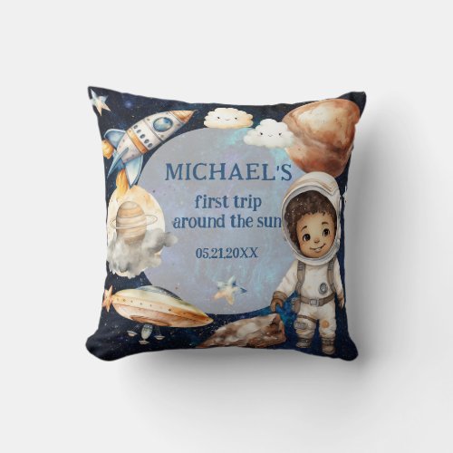 Space First Trip Around The Sun Birthday Pillow