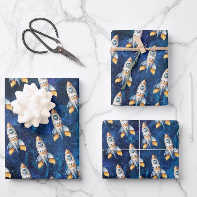 Space First Trip Around The Sun Birthday Wrapping Wrapping Paper Sheets (Front)