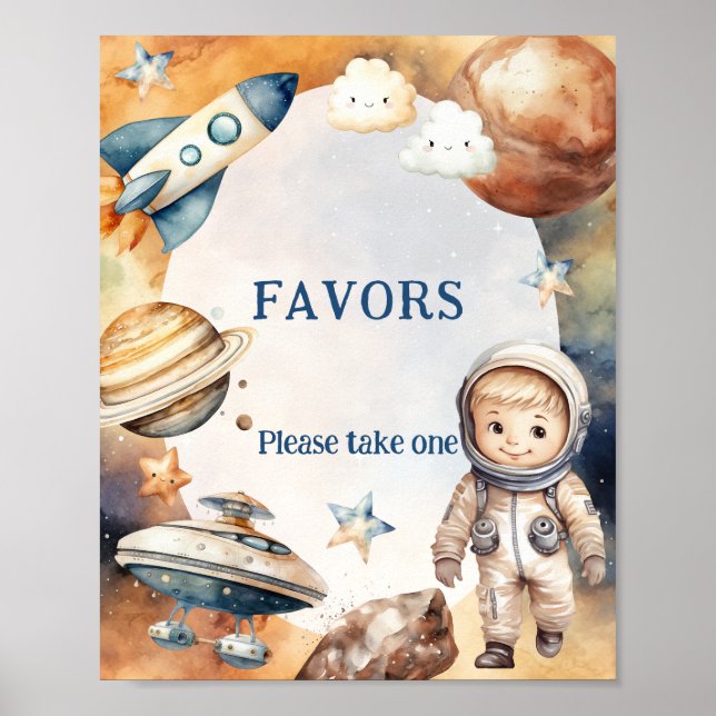 Space First Trip Around The Sun Favors Sign (Front)