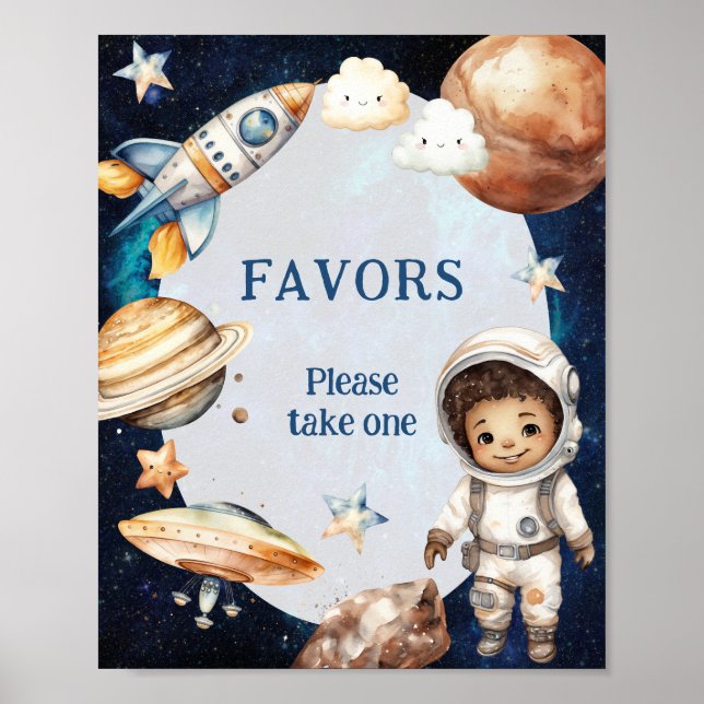 Space First Trip Around The Sun Favors Sign (Front)