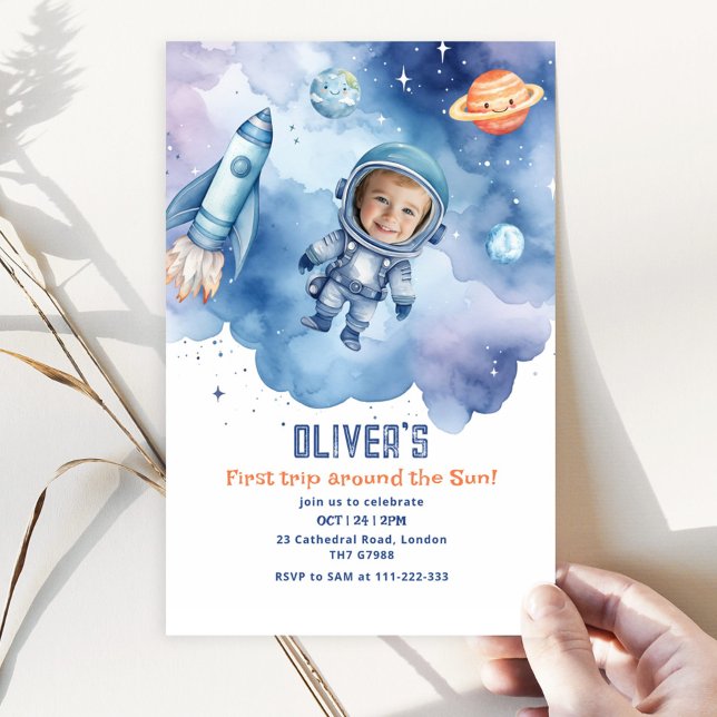 Space First trip around the sun Photo Invitation (Creator Uploaded)