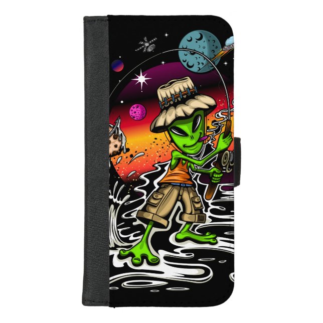 Space Fisherman iPhone Wallet Case (Front)