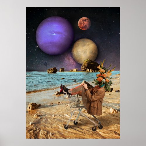 Space  Flowers at the Beach  Poster
