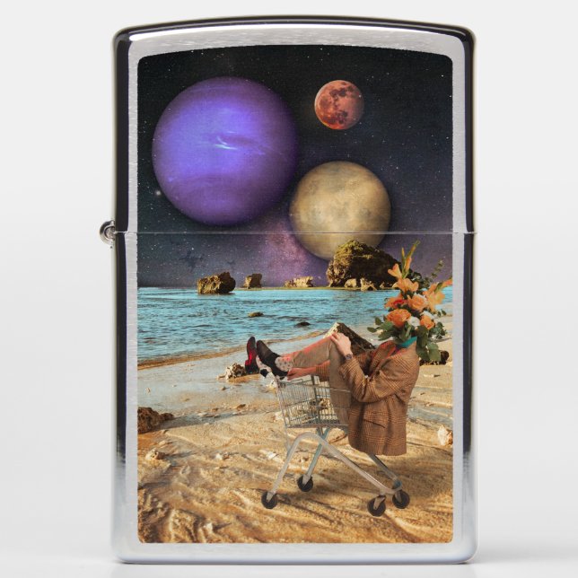 Space & Flowers at the Beach Zippo Lighter (Front)