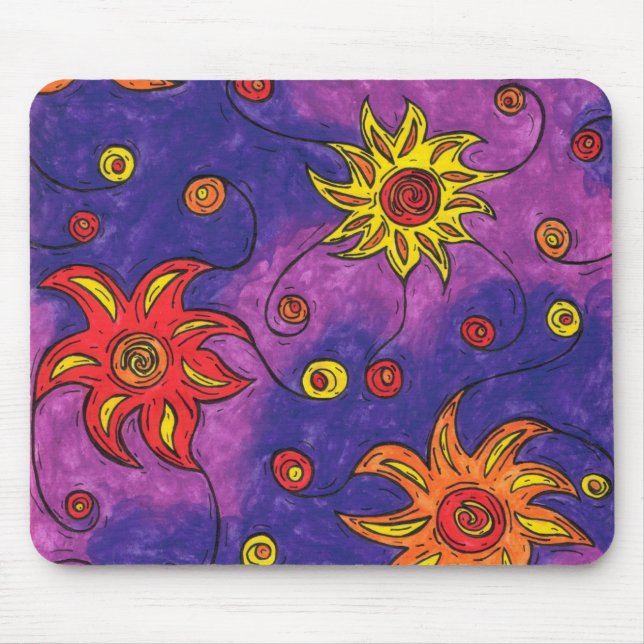 Space Flowers Mouse Pad (Front)