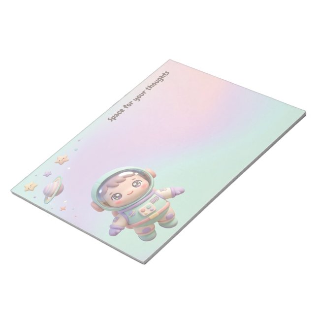 Space for Your Thoughts Cute Astronaut Notepad (Angled)