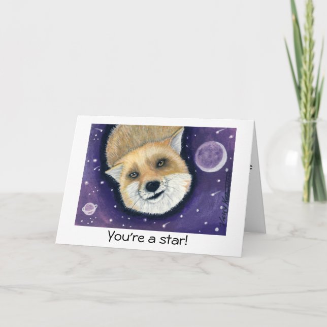 Space Fox Birthday Card (Front)