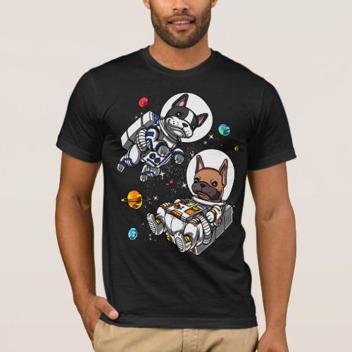 Space French Bulldog Astronaut Dog T_Shirt