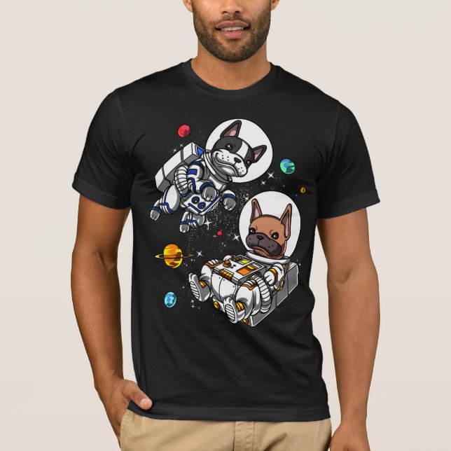 Space French Bulldog Astronaut Dog T-Shirt (Front)