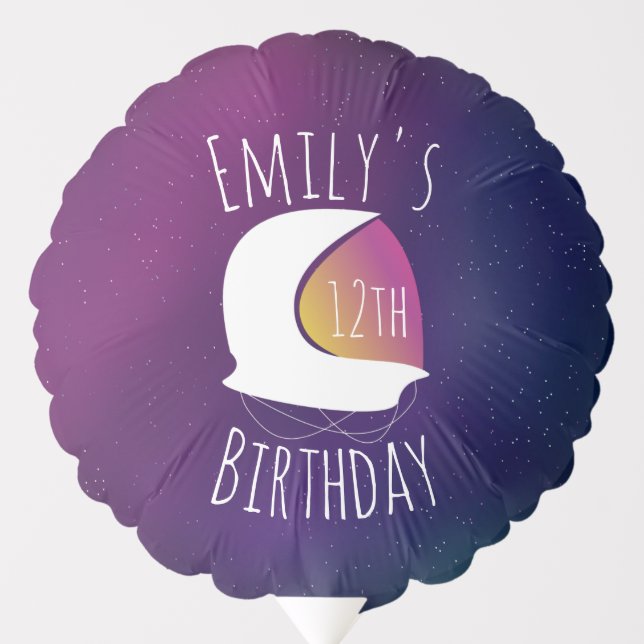 Space Galaxy Astronaut Purple Ombre Birthday Party Balloon (Front)
