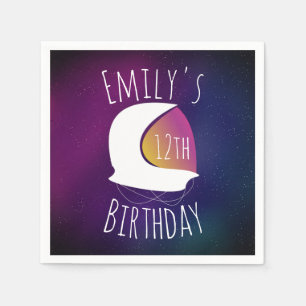 Space Galaxy Astronaut Purple Ombre Birthday Party Napkins